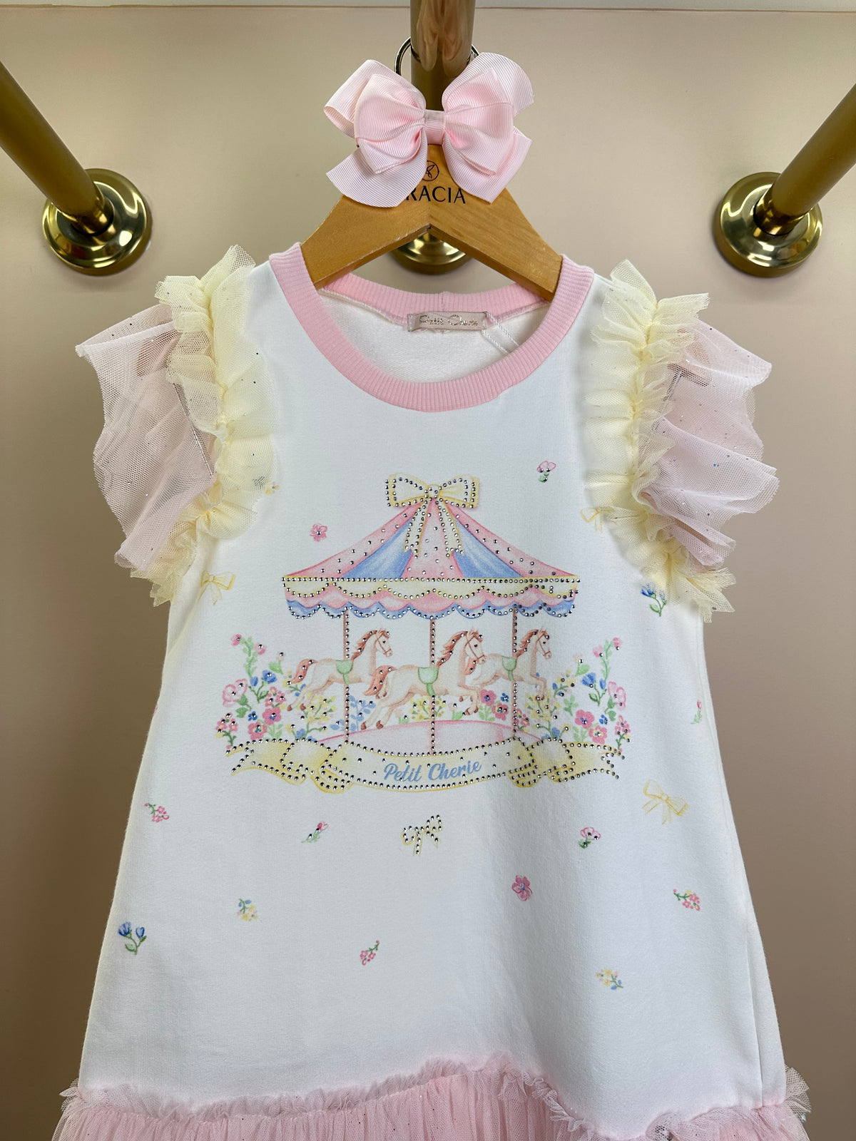 Vestido Infantil Tule Biocolor Estampa Carrossel - Petit Cherie