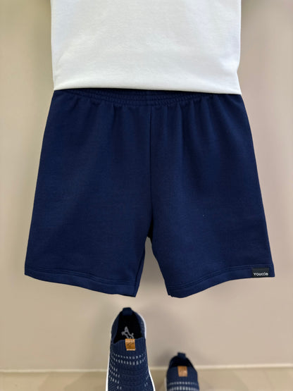Conjunto Infantil Camisa Polo Branca e Bermuda Azul Marinho - Youccie