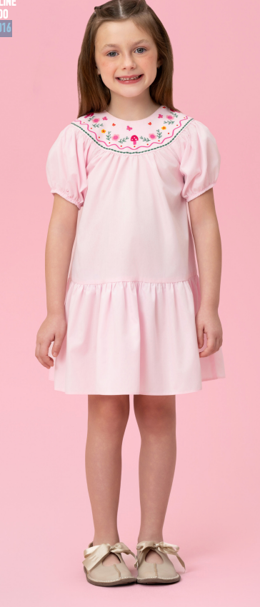 Vestido Infantil Gola Bordada Flores - Mon Sucre