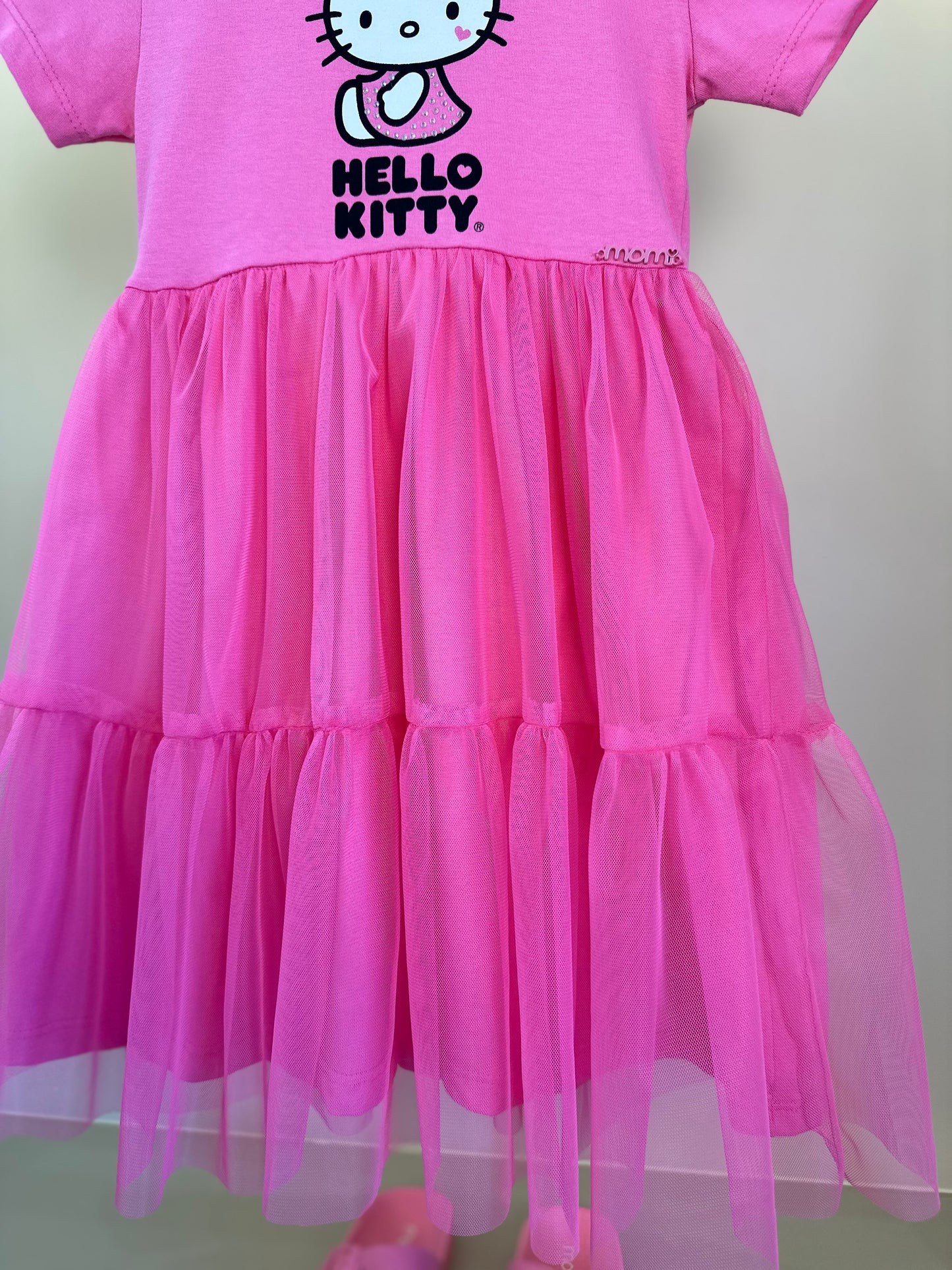 Vestido Infantil Hello Kitty Tule Rosa Cherry - Momi