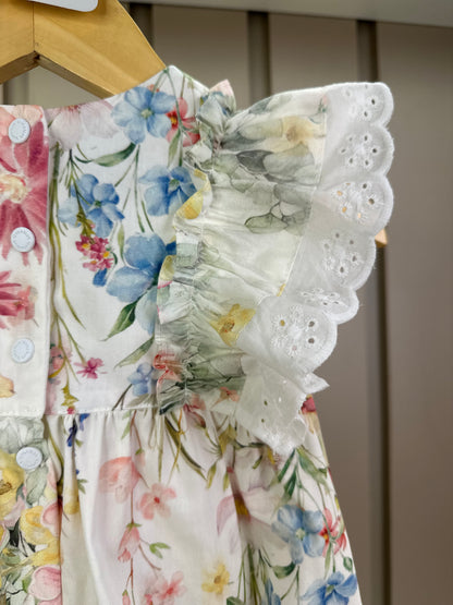 Romper Bebê Fofinho Algodão Babados e Lacinho Floral Candy - Um Mais Um