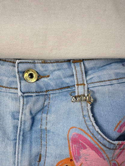 Conjunto Infantil Blusa Minnie Mouse Colorful e Shorts Jeans Estampa Minnie - Animê