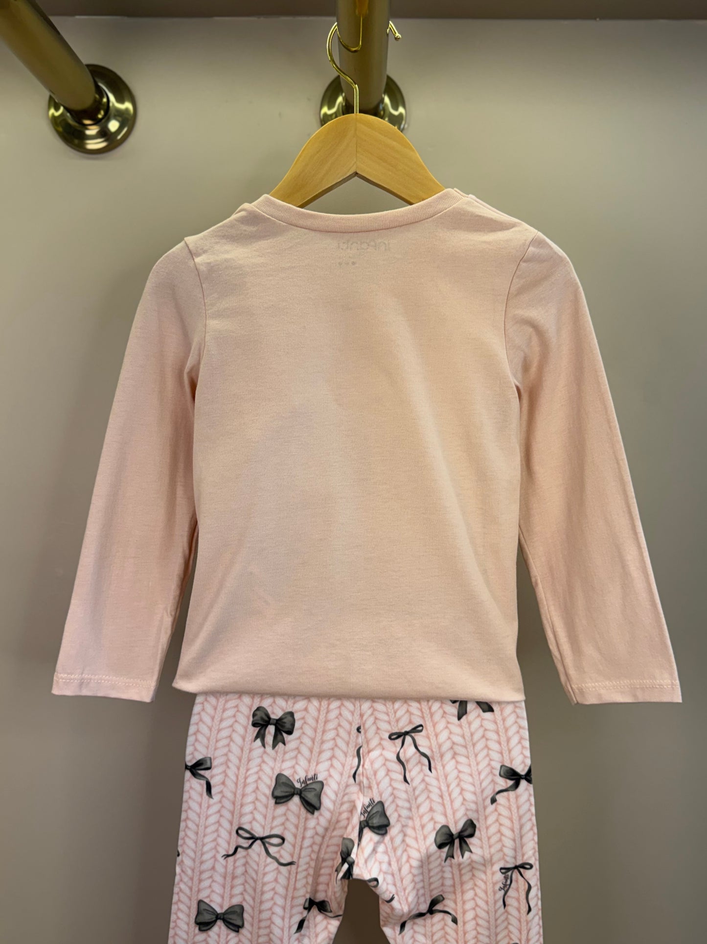 Pijama Infantil Blusa ML Ursinha Beauty e Calça Lacinhos Rosa Seda com Máscara - Infanti