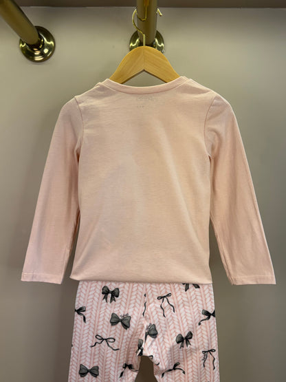 Pijama Infantil Blusa ML Ursinha Beauty e Calça Lacinhos Rosa Seda com Máscara - Infanti