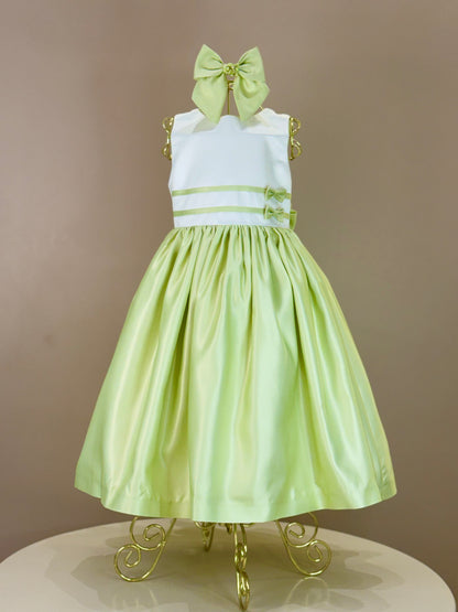 Vestido Infantil de Festa Lacinhos Verde Sininho - Mio Bebê