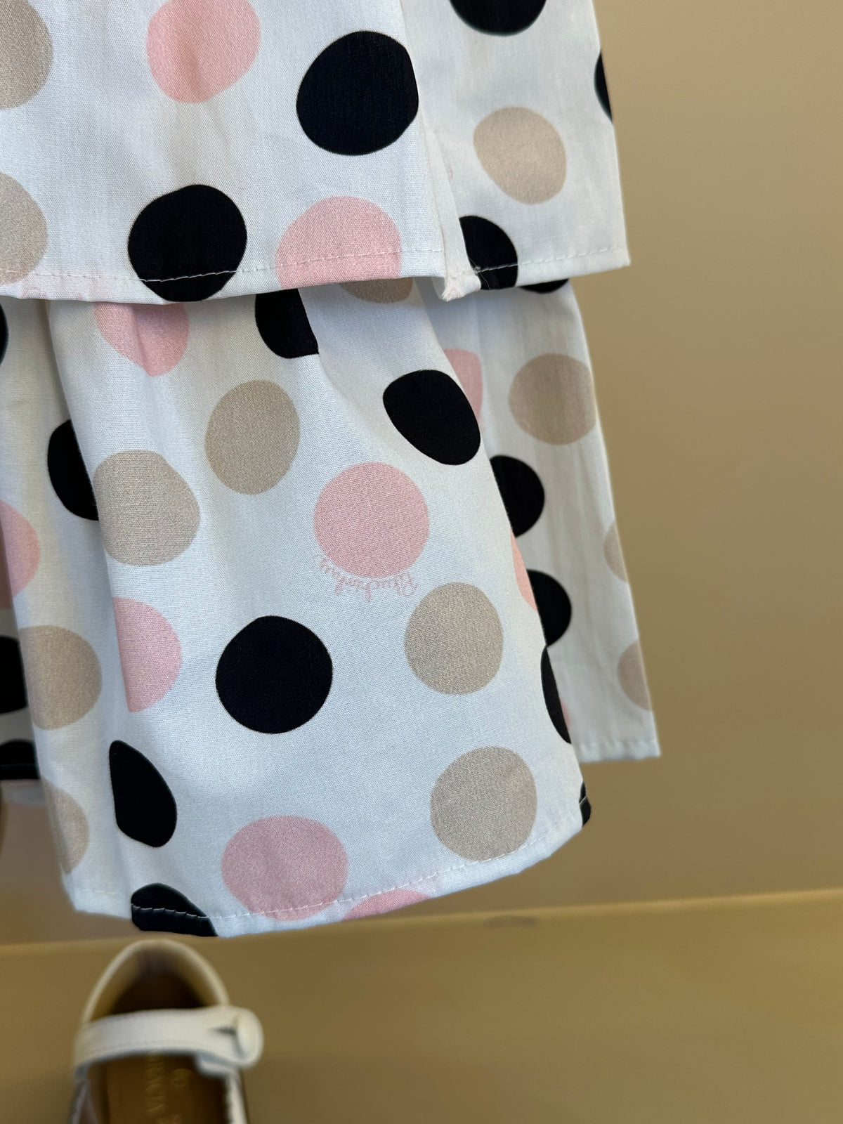 Vestido Infantil Algodão Com Babados e Poá Colorido
