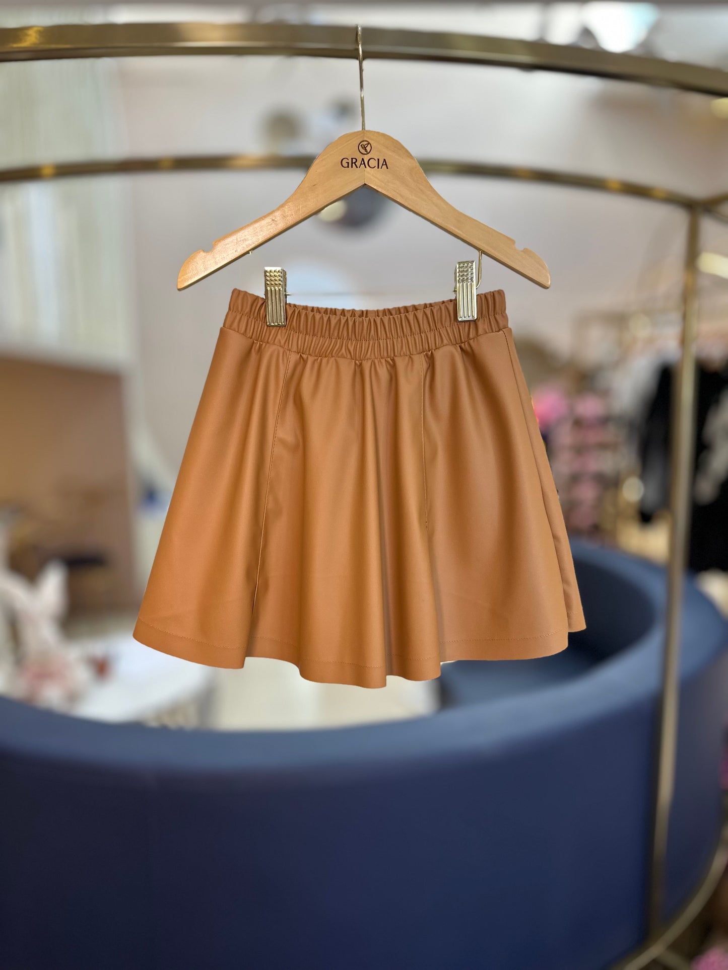 Saia Infantil Couro Tech Caramelo - Momi