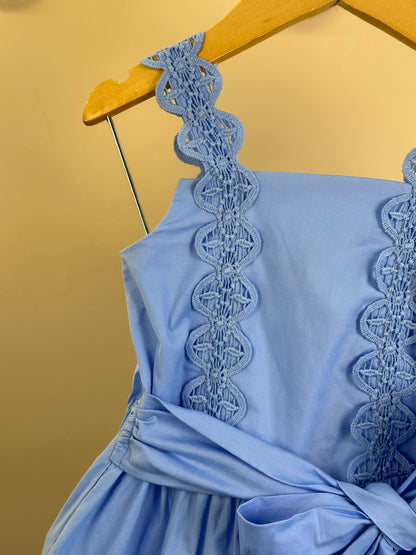 Vestido Infantil Azul Claro Rendinha Laço Maxxi - Animê