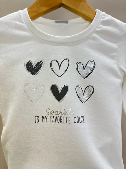 Conjunto Infantil Blusa ML em Cotton Off White e Calça em Malha Listrada - Infanti