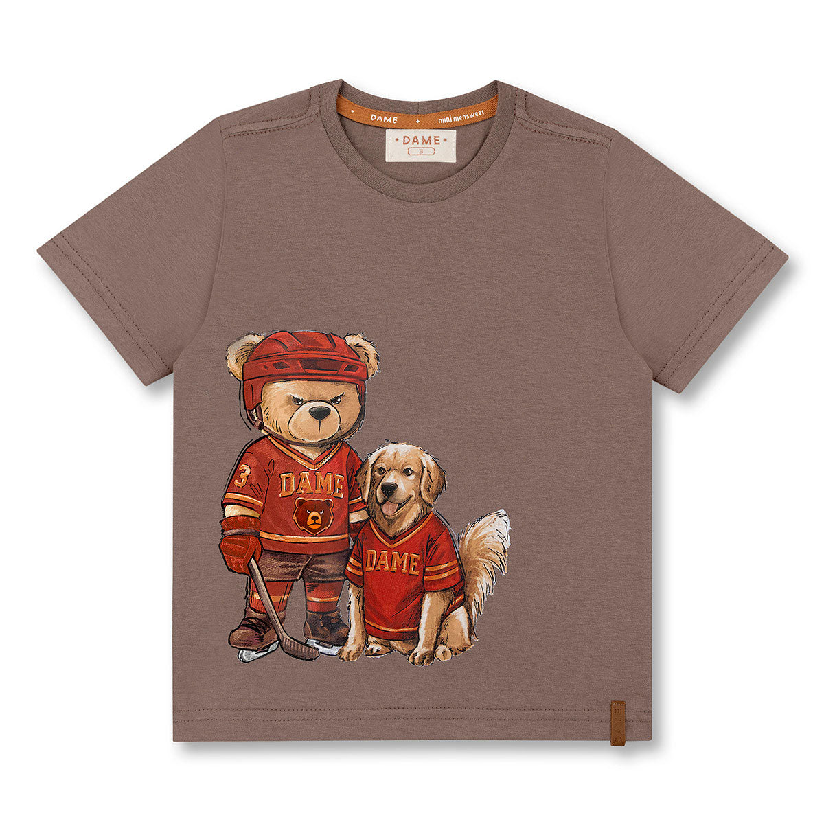 Camiseta Infantil MC Teddy Hockey Marrom - Dame