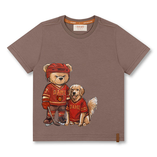 Camiseta Infantil MC Teddy Hockey Marrom - Dame