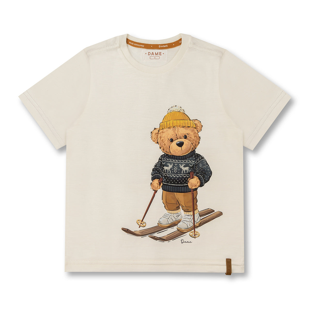 Camiseta Infantil MC Teddy Ski Off White - Dame