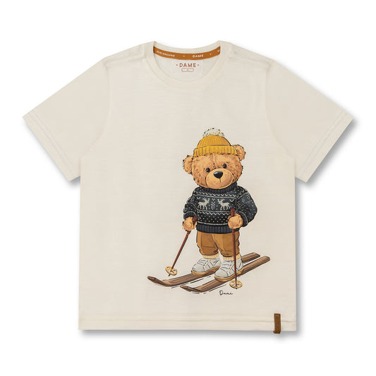 Camiseta Infantil MC Teddy Ski Off White - Dame