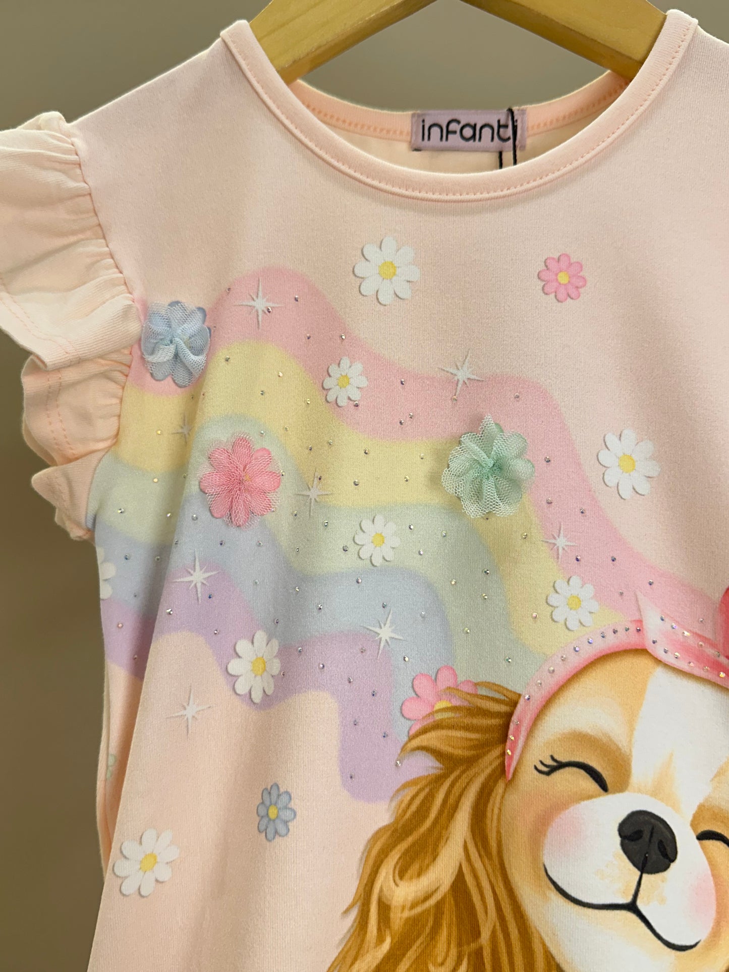 Conjunto Infantil Blusa Cachorrinha Flores e Legging Estampada Cachorrinhas - Infanti