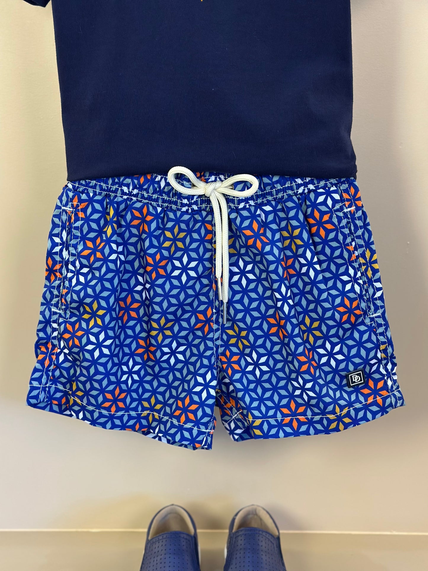 Conjunto Infantil Camiseta Algodão Marinho e Shorts Estampado - Dudes