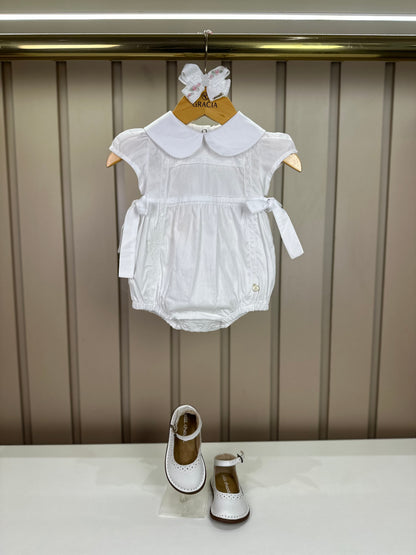Romper Bebê Fofinho Algodão Manga Princesa Rendas Branco - Um Mais Um