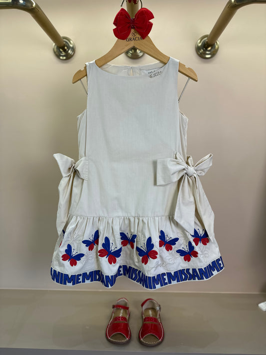 Vestido Infantil Laços Laterais e Bordados Borboletas - Animê