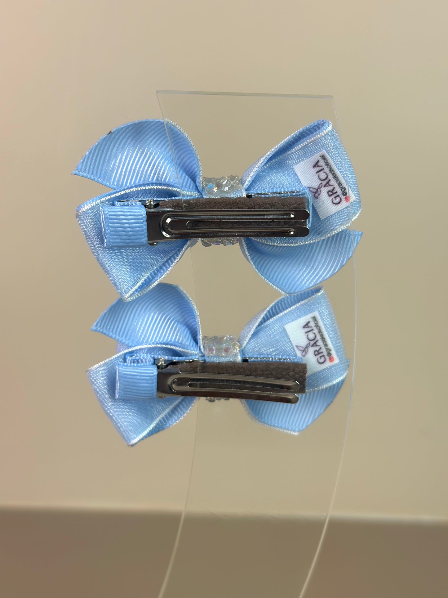 Laço Infantil Special Shine Organza Azul Claro Parzinho P - Gracia