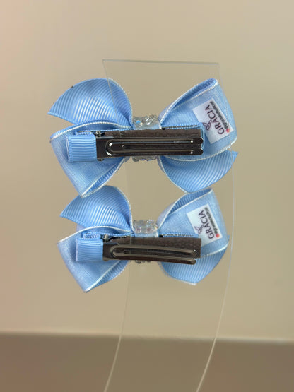 Laço Infantil Special Shine Organza Azul Claro Parzinho P - Gracia