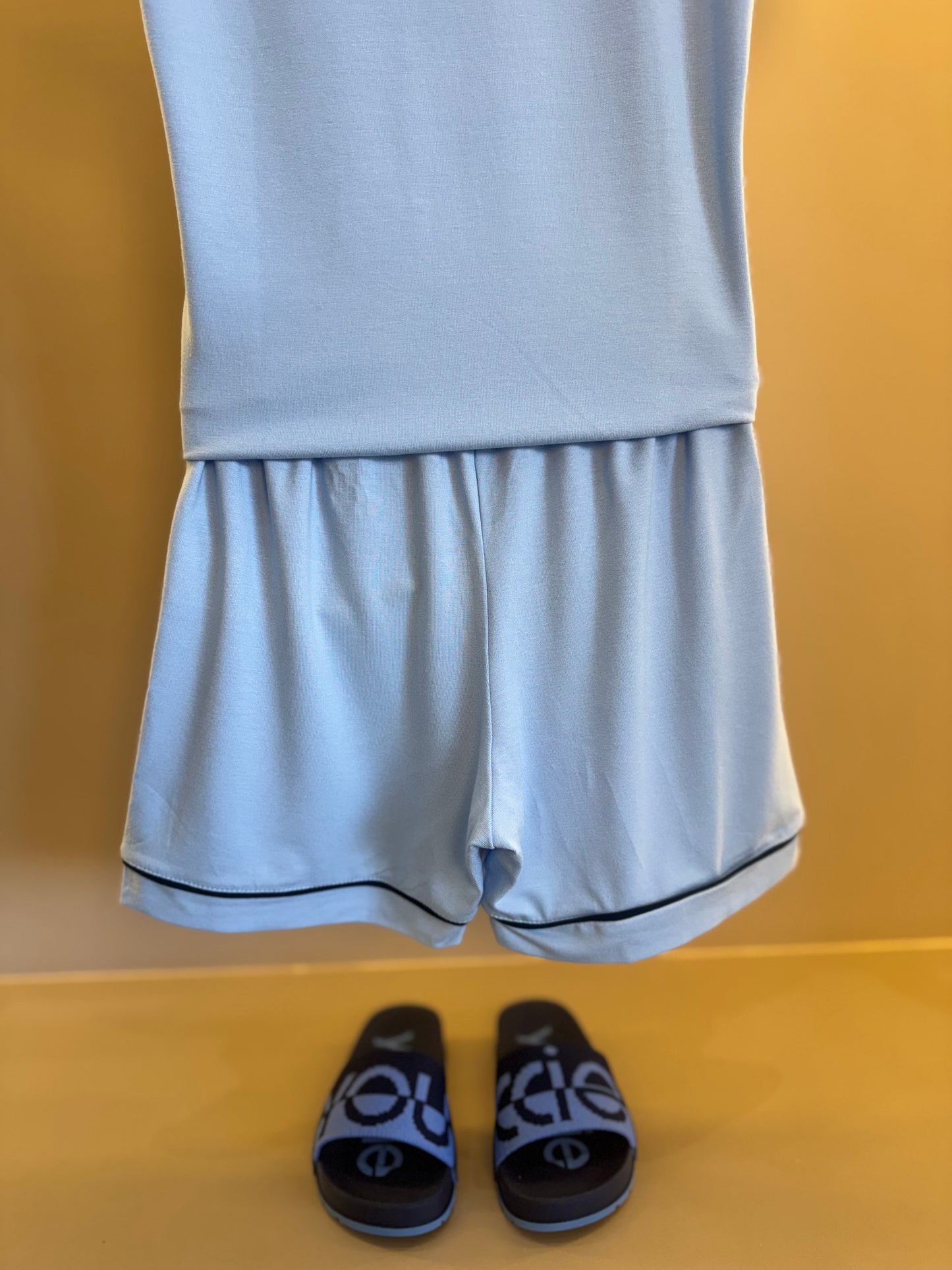 Pijama Infantil Le Basique Blusa MC e Shorts Azul Celeste - Conforteca