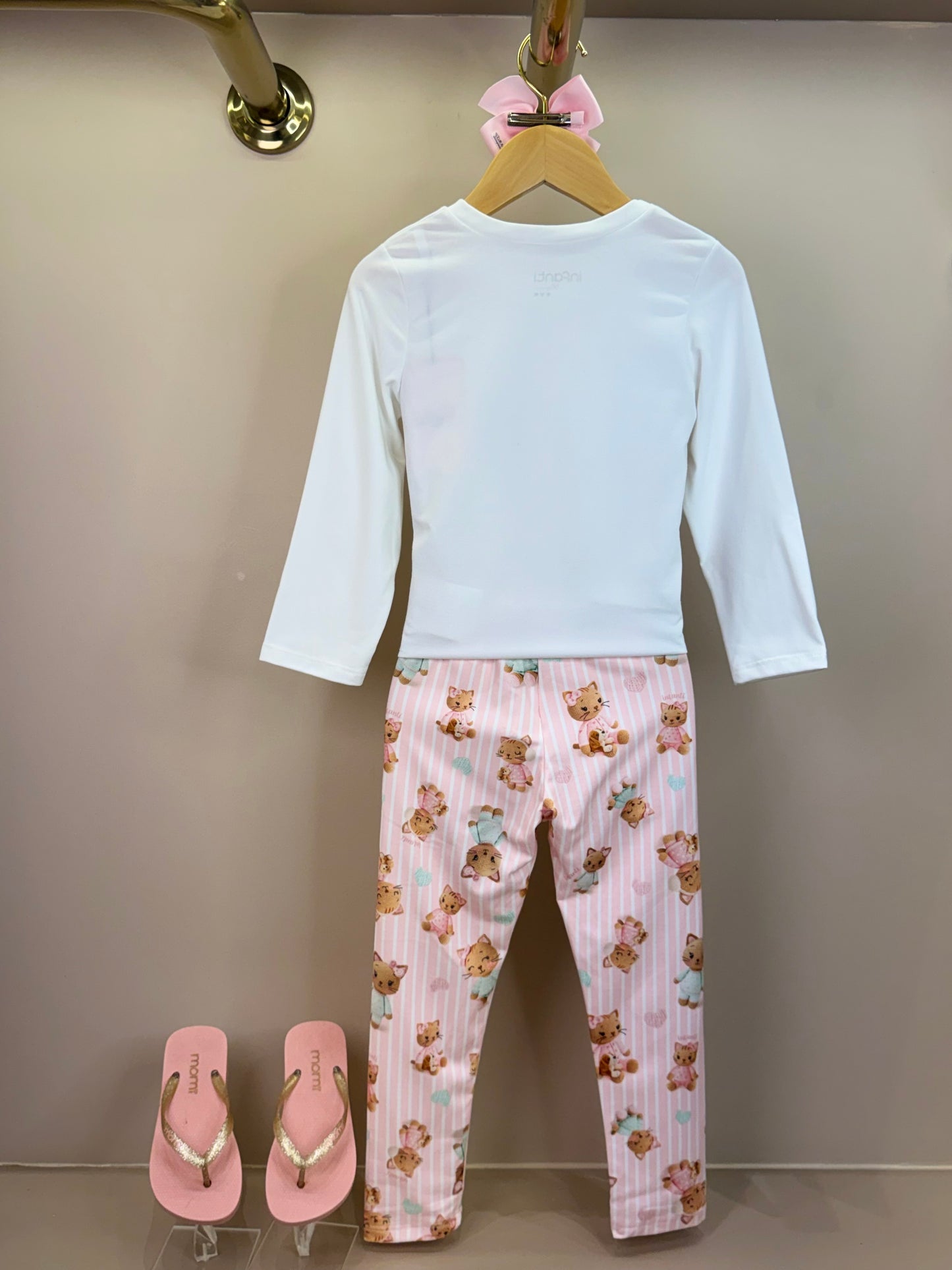 Pijama Infantil Blusa ML Sweet Dreams e Legging Ursinhas Rosa Claro - Infanti