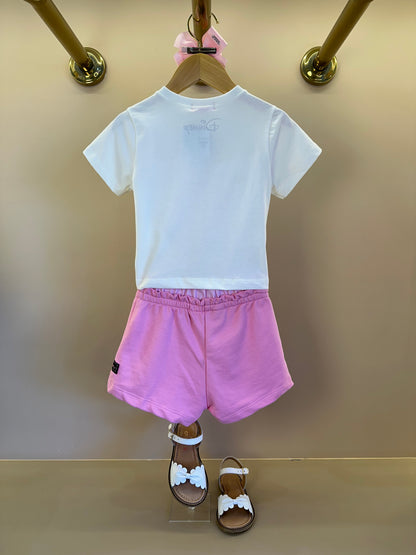 Conjunto Infantil Blusa Daisy Duck e Short Cós de Elástico - Momi
