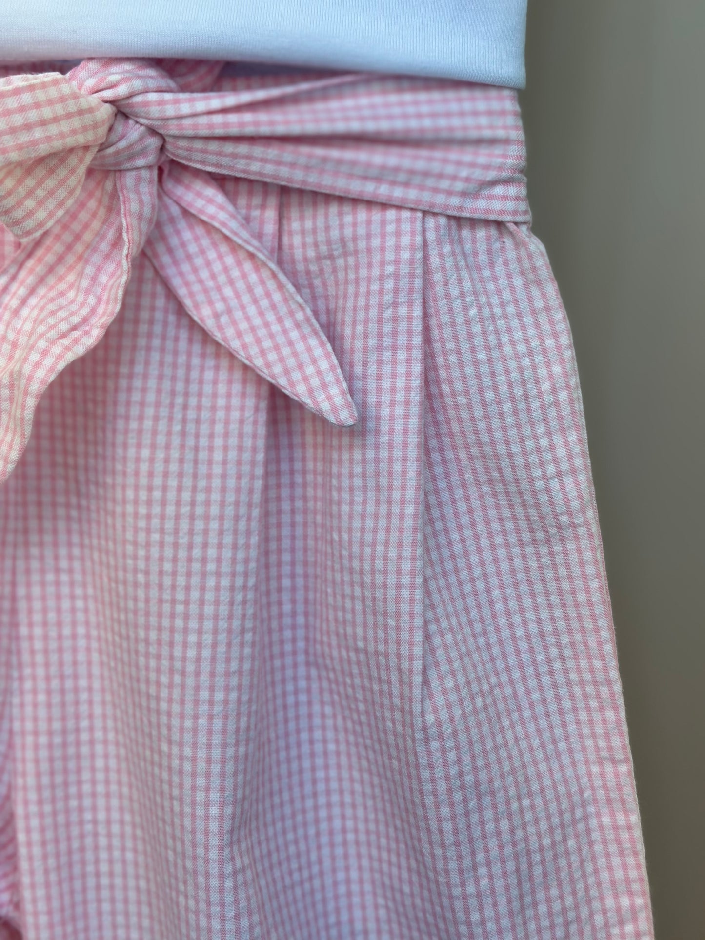 Conjunto Bebê Blusa com Strass e Calça Wide Leg Listrada Rosa- Um Mais Um