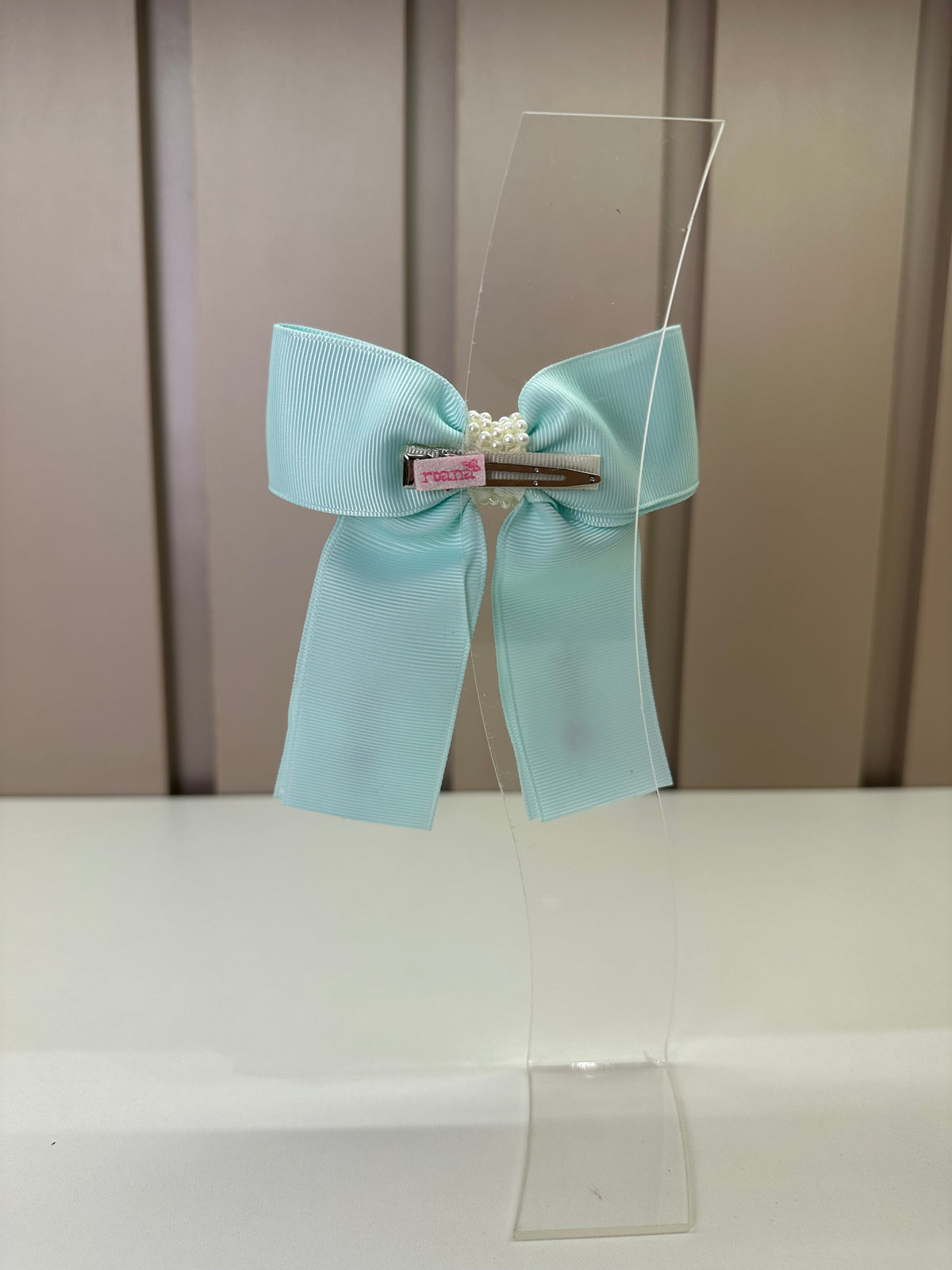 Presilha Infantil Verde Laço Longo Pérolas e Bordados - Roana