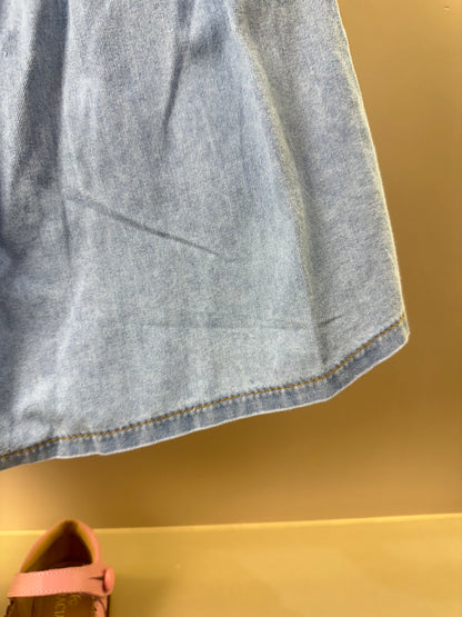 Conjunto Infantil Jeans Blusa Bordado Floral e Shorts Saia - Animê