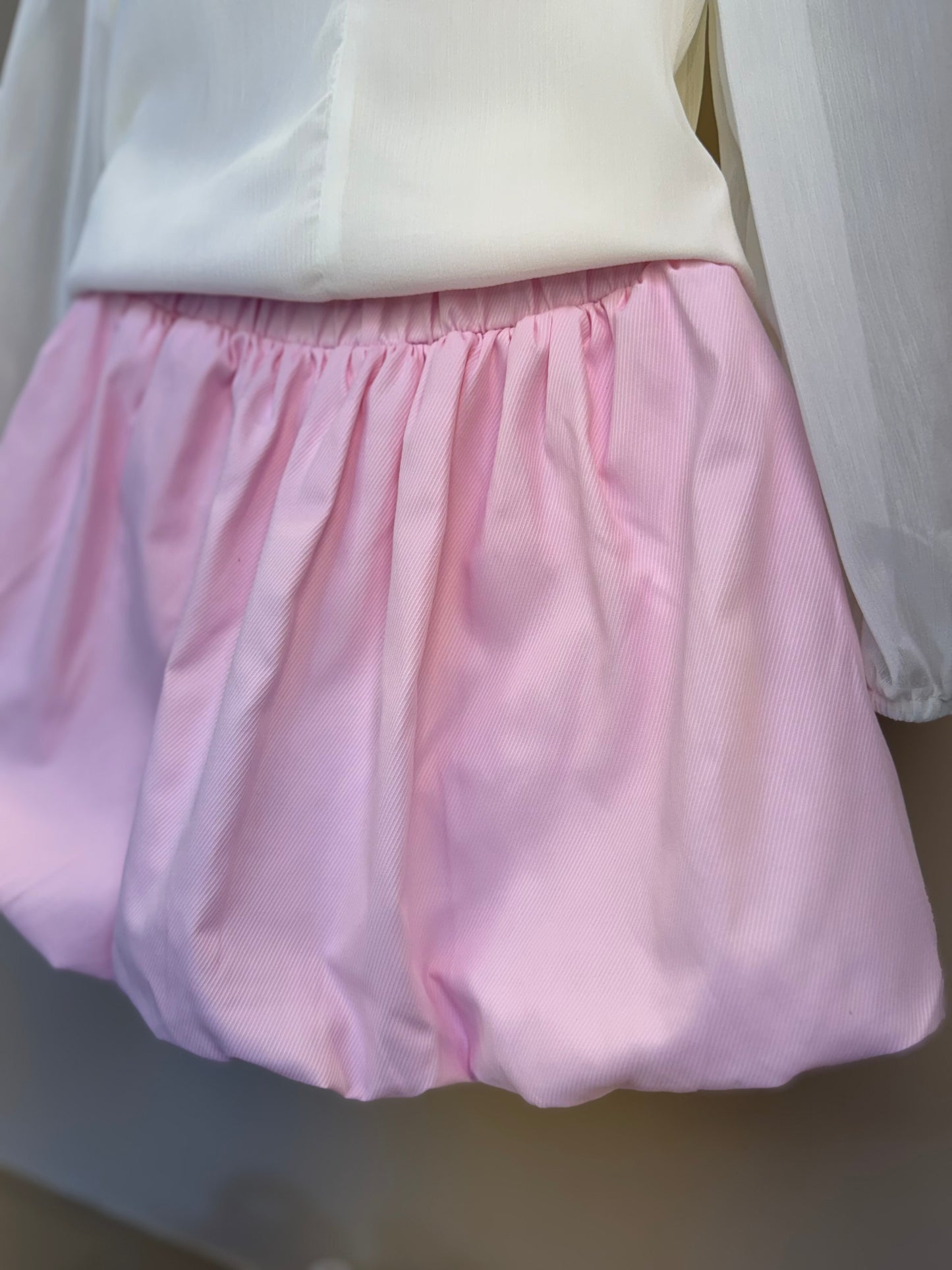Conjunto Infantil Saia Balonê Rosa Com Lacinhos E Blusa Off Ursinho - Gabriela Aquarela