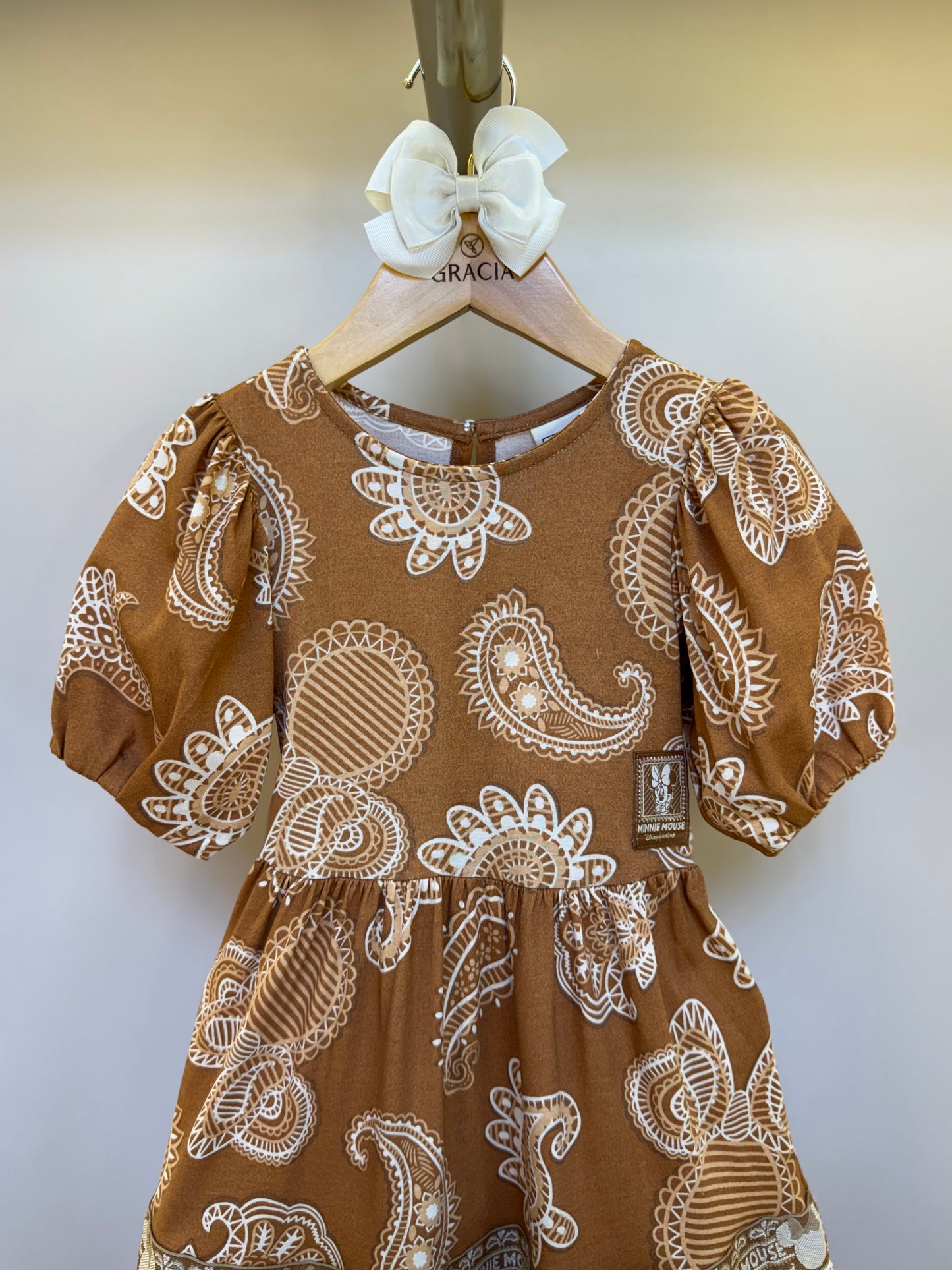 Vestido Infantil Midi Minnie Paisley Manga Princesa - Animê