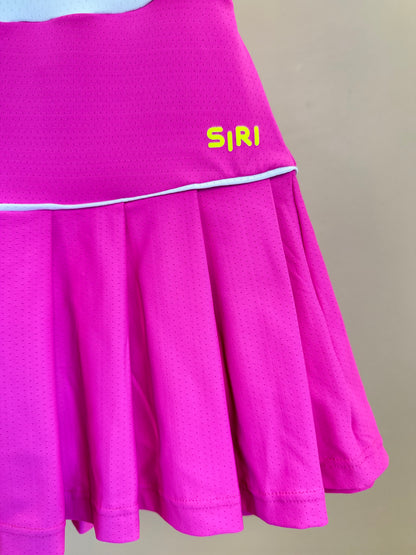 Conjunto Infantil Cropped Fernanda Dry Badminton Branca e Saia Fernanda Dry Badminton Rosa - Siri Sport