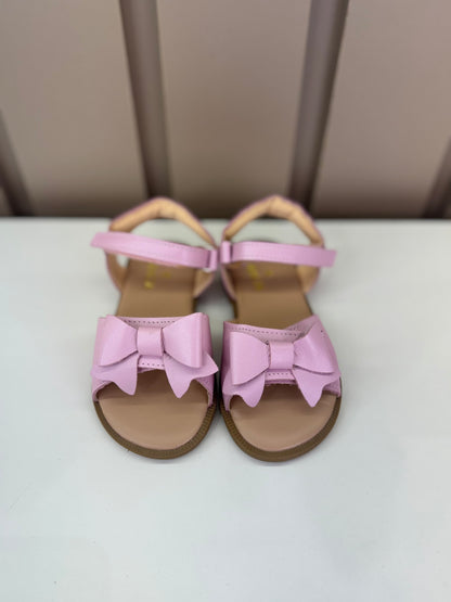 Sandália Infantil Manu Laço Velcro Rosa Perolado - Gracia