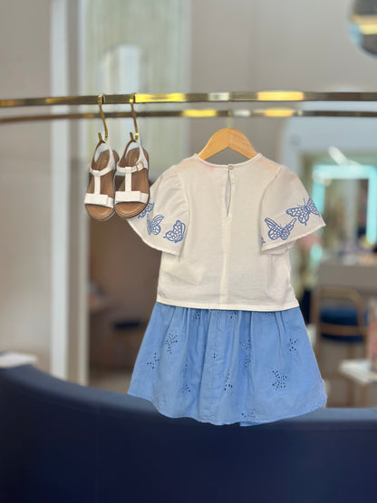 Conjunto Infantil Blusa e Saia-shorts Laise Azul - Momi