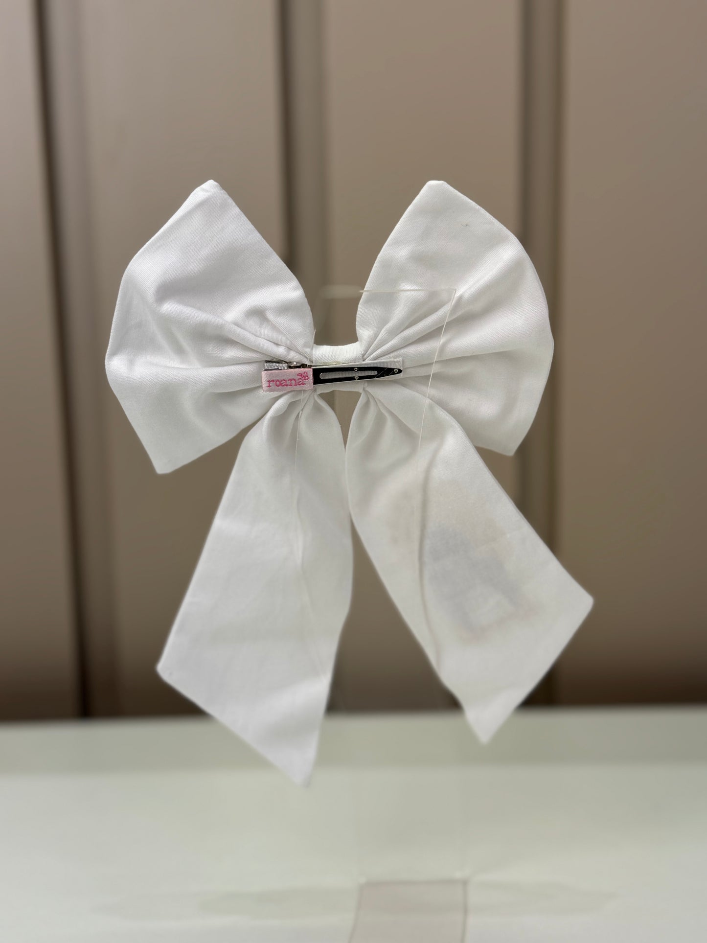 Laço Infantil Luxo Branco Bordado Nossa Senhora - Roana