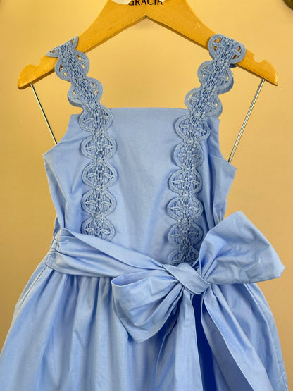 Vestido Infantil Azul Claro Rendinha Laço Maxxi - Animê