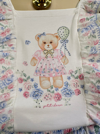 Conjunto Infantil Blusa Ursinha Babadinhos e Shorts Estampa Florais - Petit Cherie
