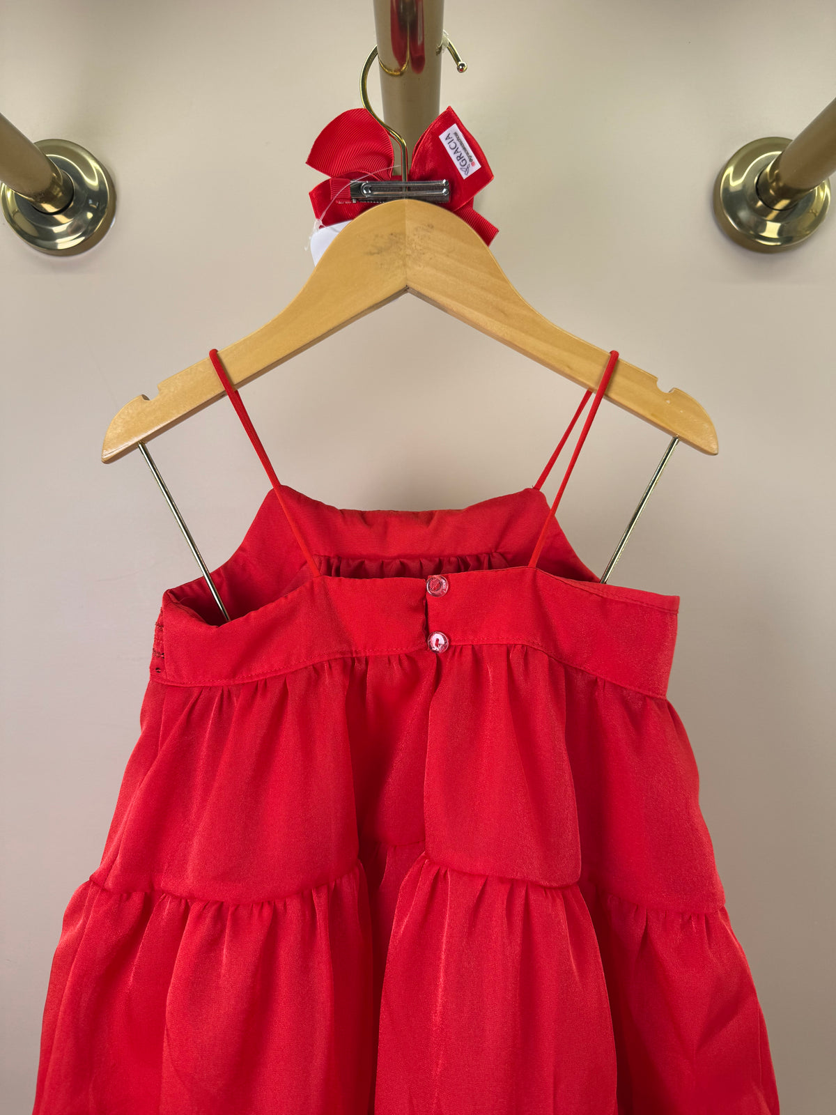 Vestido Infantil Bordado Alça Fina Vermelho - Petit Cherie