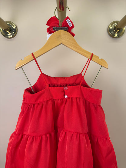 Vestido Infantil Bordado Alça Fina Vermelho - Petit Cherie