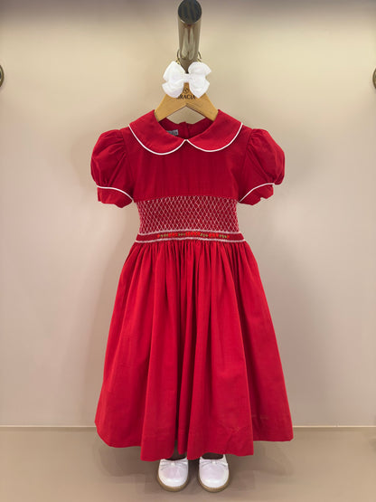 Vestido Infantil Clássico Algodão Cambraia Lara Vermelho - Gracia