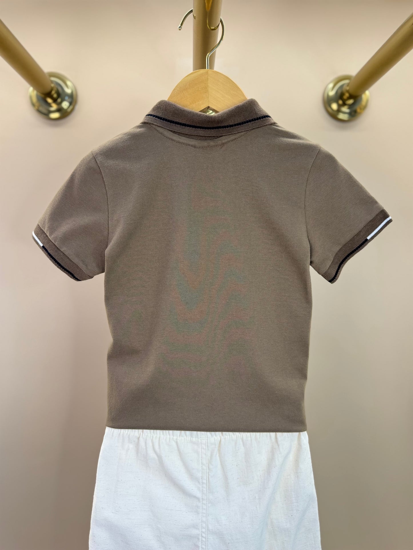 Conjunto Infantil Polo e Bermuda Linho Marrom - Little Johnny
