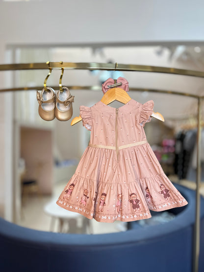Vestido Bebê de Algodão Stylish Bears - Petit Cherie
