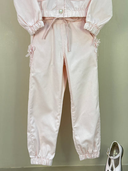 Conjunto Infantil Jaqueta Bomber e Calça Jogger Sarja Rosa - Gabriela Aquarela