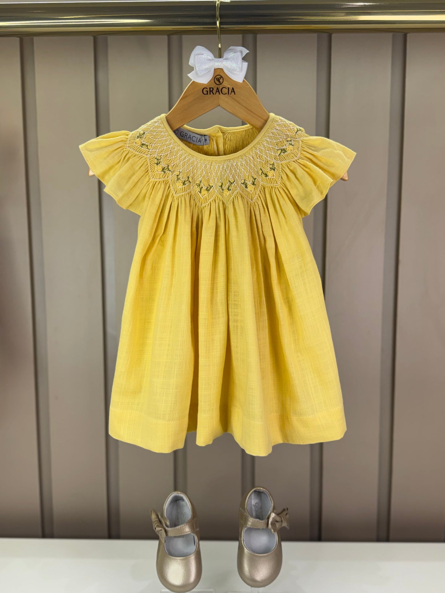 Batinha Bebê Algodão Bordado Serena Amarelo - Gracia
