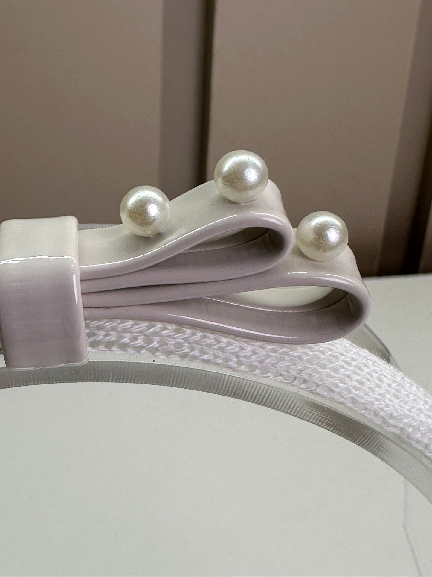 Arquinho Infantil Duplo Courino Laço & Pérolas Off White - Pituchinhus