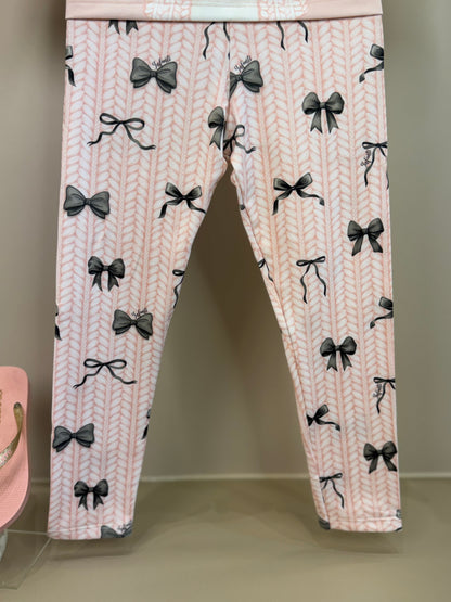 Pijama Infantil Blusa ML Ursinha Beauty e Calça Lacinhos Rosa Seda com Máscara - Infanti
