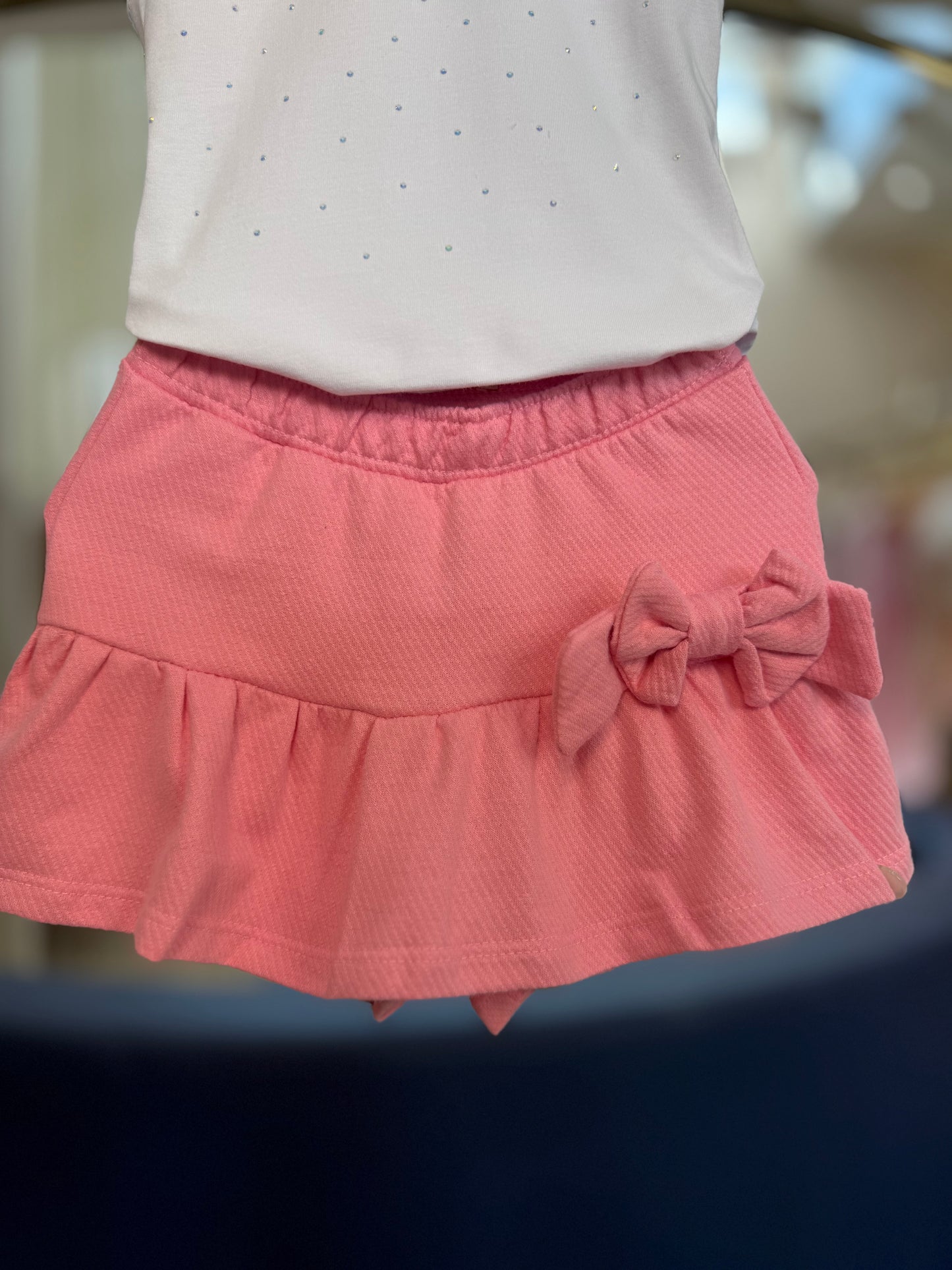 Conjunto Infantil Blusa e Shorts-saia Moletom Rosa - Charpey