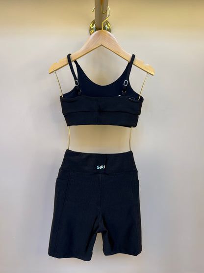 Conjunto Infantil Top Sara Trilobal Básico Preto e Bermuda Eloisa Trilobal Básico Preto - Siri Sport
