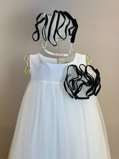 Vestido Infantil Tule Max Flor Bicolor - Pituchinhus