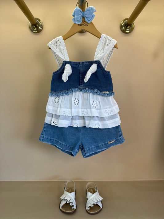 Conjunto Infantil Blusa e Shorts Jeans & Laise - Animê